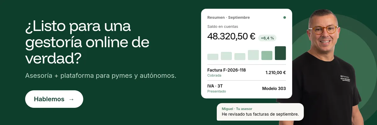 ¿Listo para una gestoría online de verdad? Asesoría + plataforma para pymes y autónomos. Hablemos